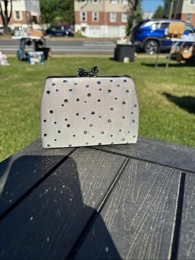 Valerie Stevens Silver Crystal-Studded Evening Clutch